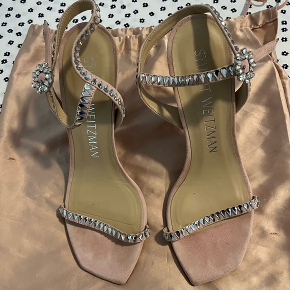 Stuart Weitzman Blush Embellished Heels